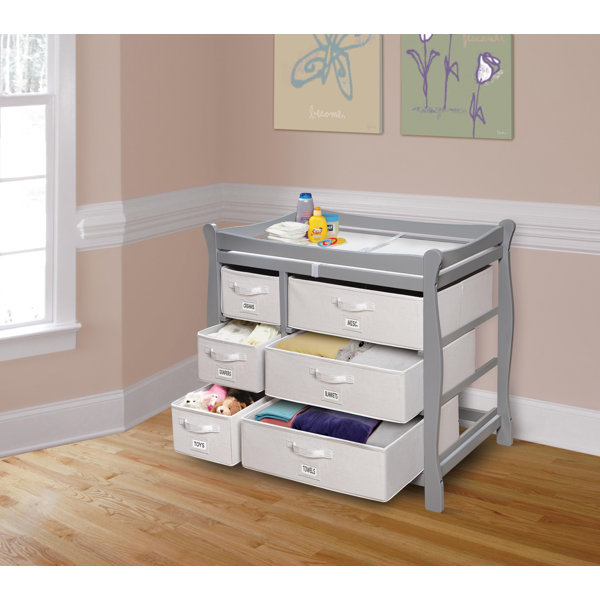 Harriet Bee Swave Changing Table with Pad and with Baskets & Reviews